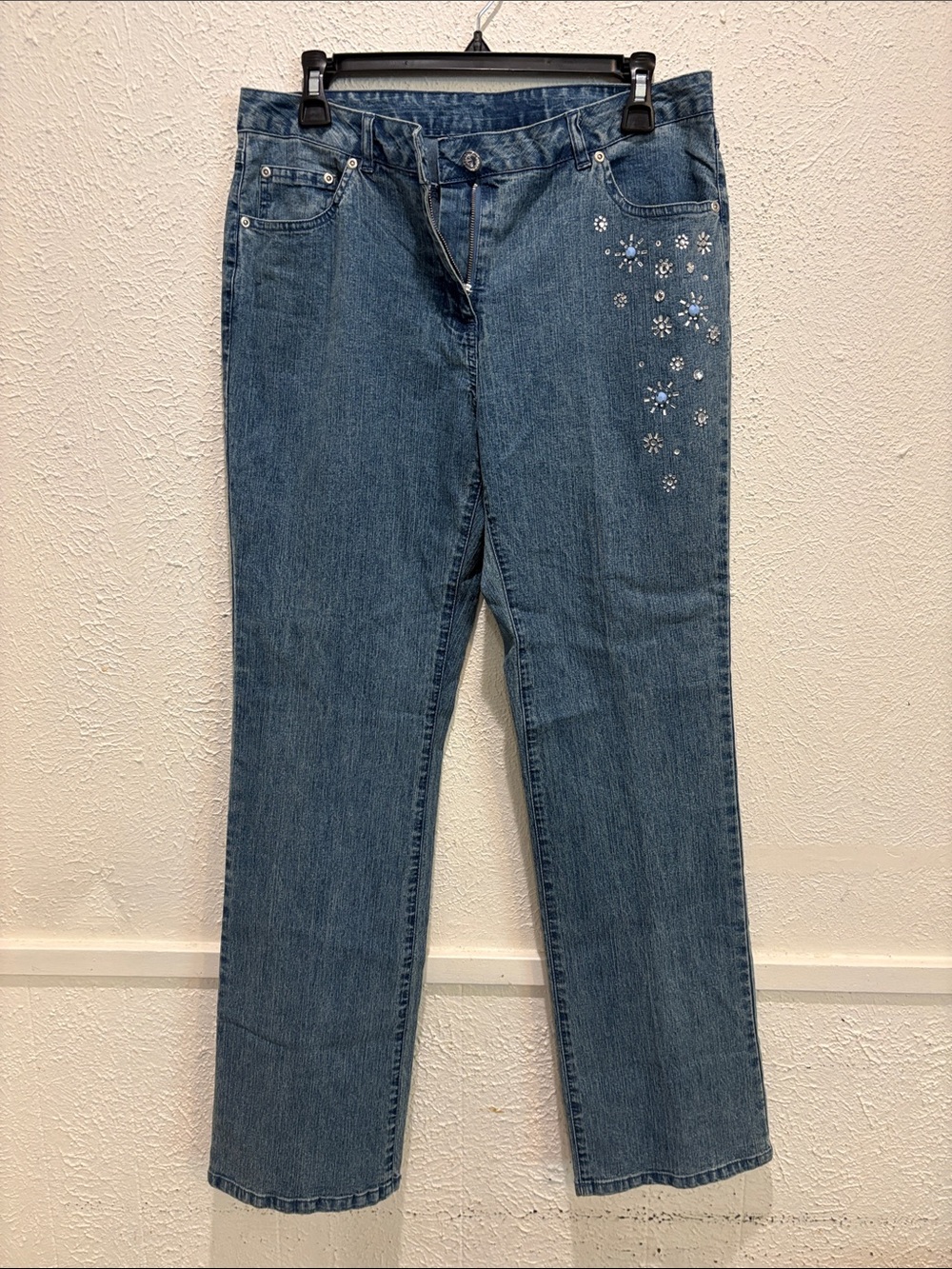 Blue Embellished Women's Jeans